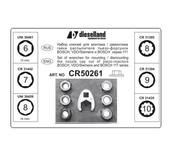 Dieselland DL-CR50261 – Schlüsselsatz für die Mutter von BOSCH-, VDO- und BOSCH-111-Piezo-Injektoren